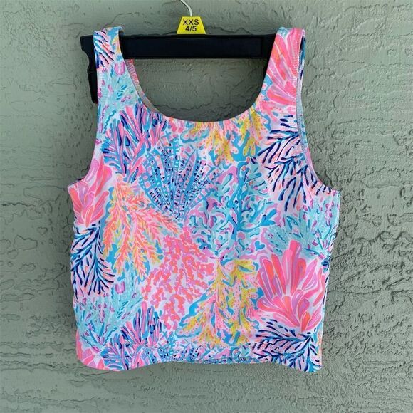 Lilly Pulitzer Girls Bathing Suit Tank Top XXS 4/5 Coral Reef Print - Picture 1 of 6